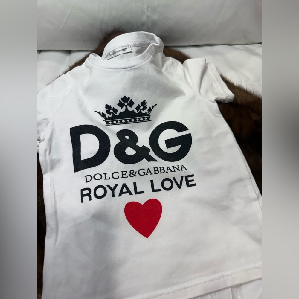Dolce & Gabbana White Royal Love Kids T-Shirt - Picture 2 of 6
